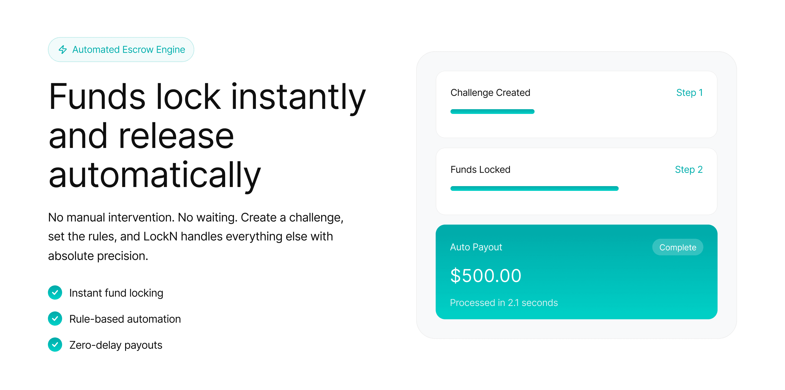 Lockn Landing Page - Features Section showing Funds Lock, Save Together, and Trust elements